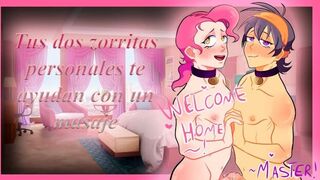 Tus dos zorritas personales te ayudan con un masaje - porn video