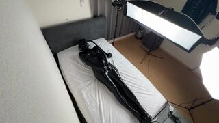 Vacuum bag restraint with gas mask - porn video